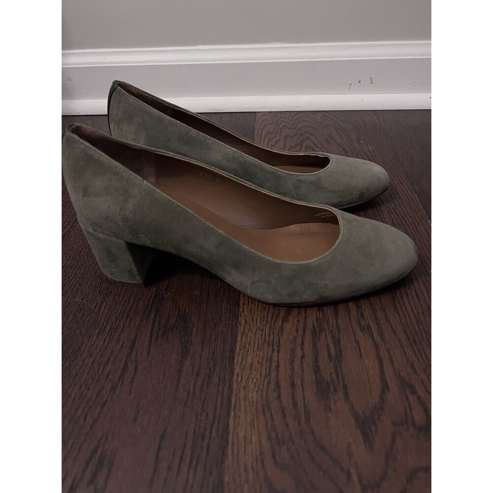 NWOT Margaux The Heel Olive Green Suede Low Pumps Size 37.5 Wide - Picture 2 of 11
